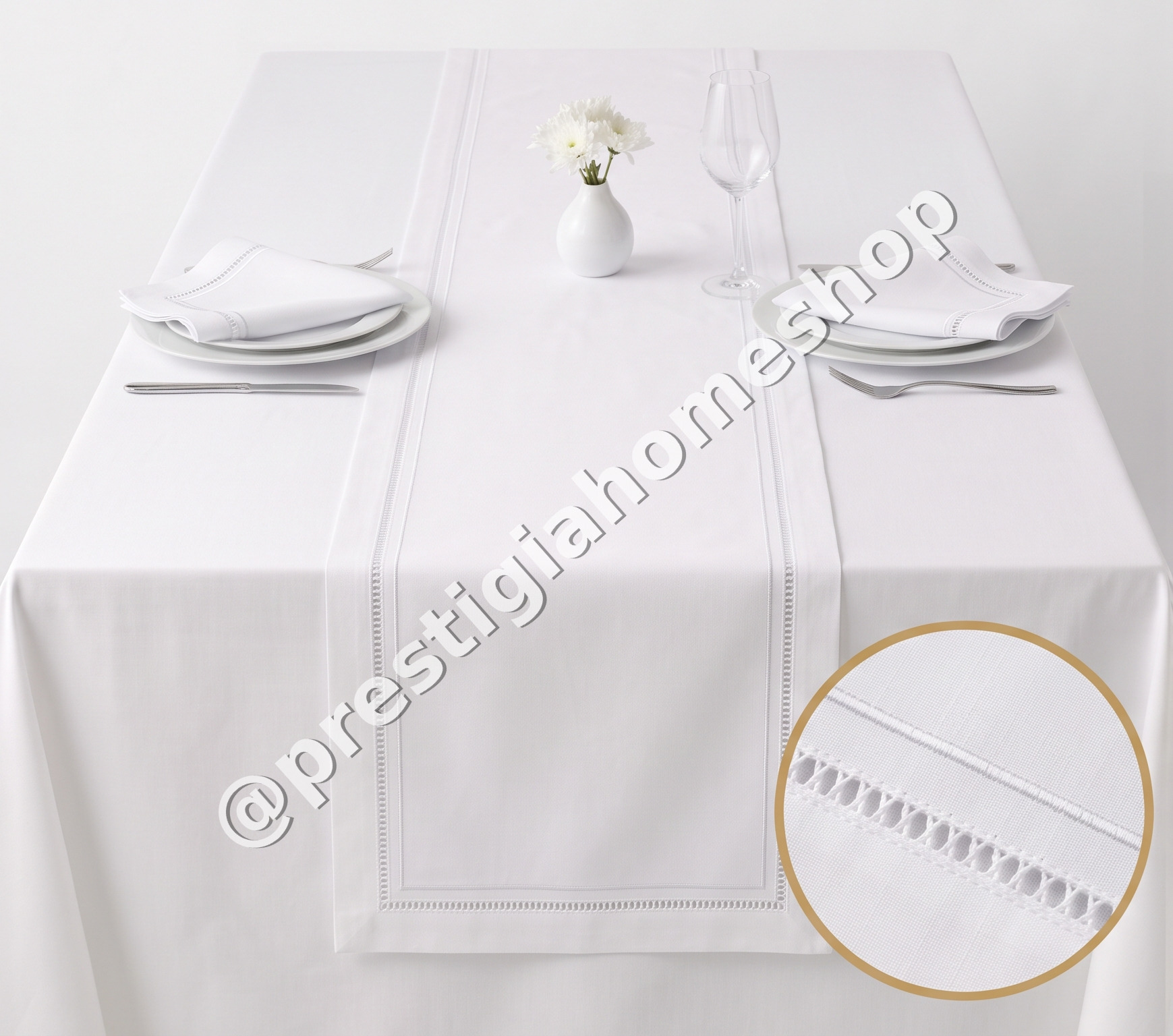 White Hemstitch Line