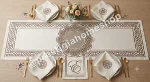 Taupe Rosette Border Runner